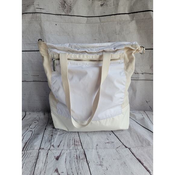Lesportsac Canvas White Tote Shoulder Bag Missing Large Strap - Picture 1 of 9